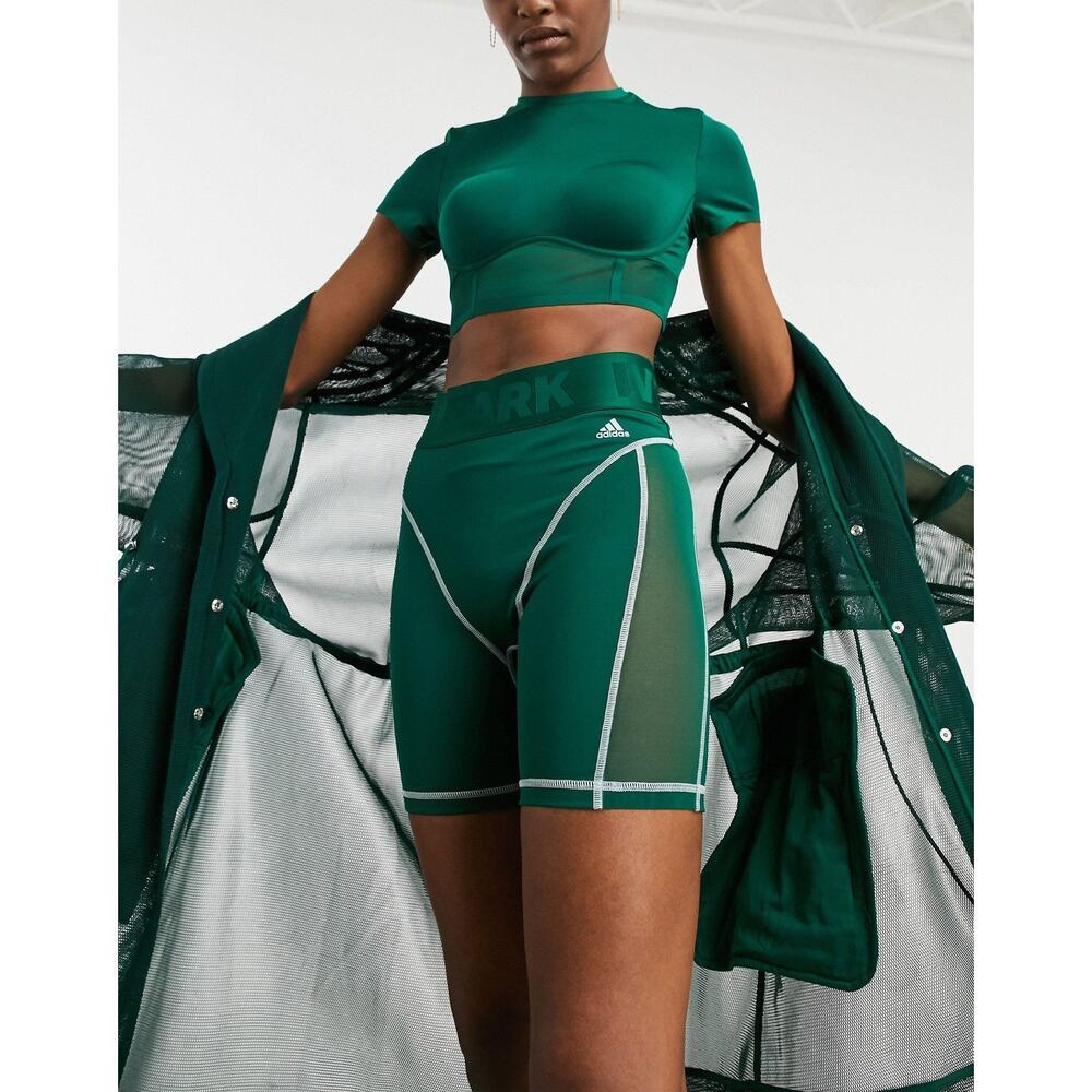 Adidas X IVY PARK Athletic Shorts Size Small Green Mesh Panel Bike Compression